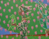 絵画《譜の花緑彩２５-１８》中原 史雄